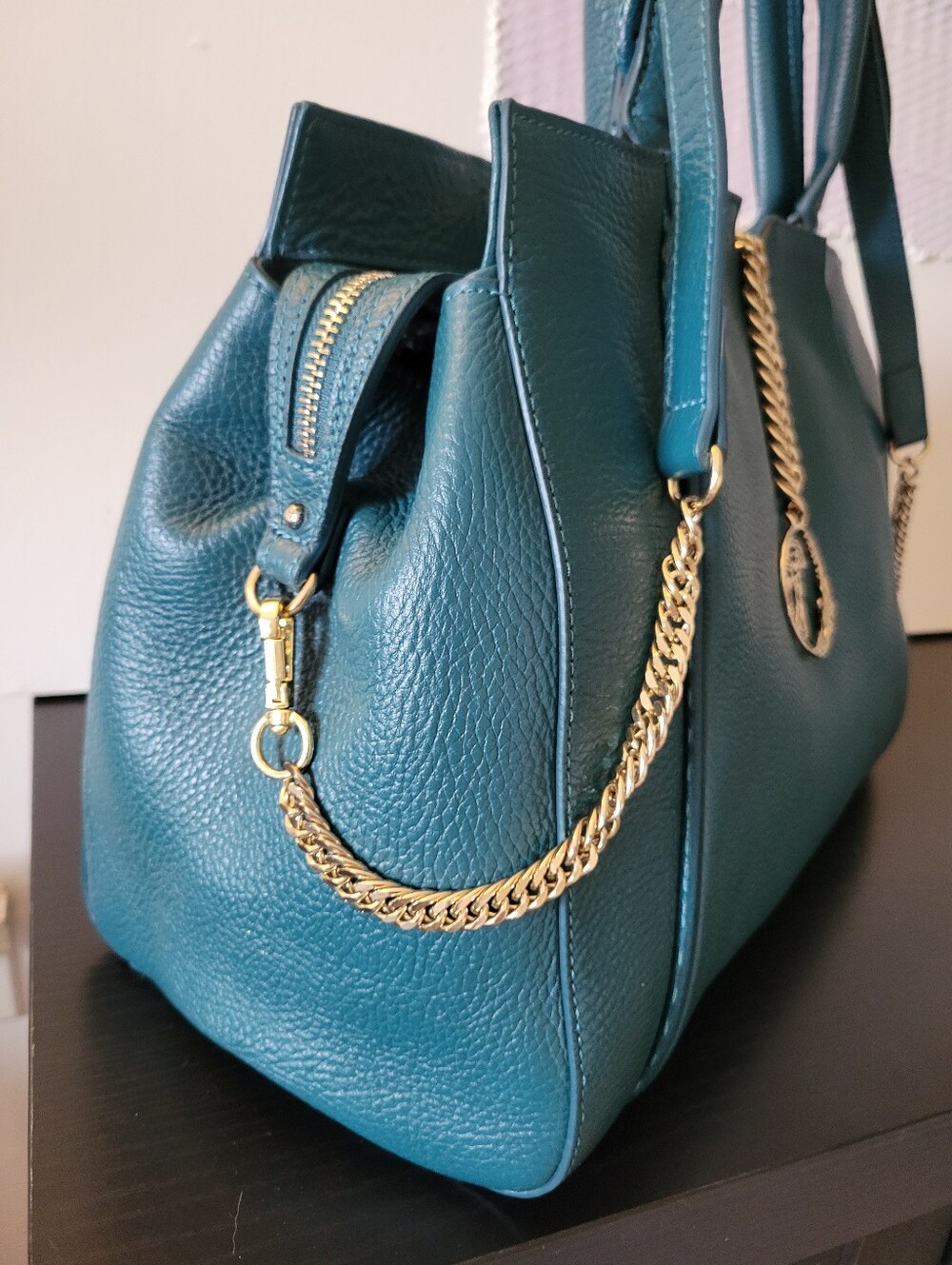 VERSACE Collection Pebbled Calfskin Leather Satchel - Picture 16 of 16